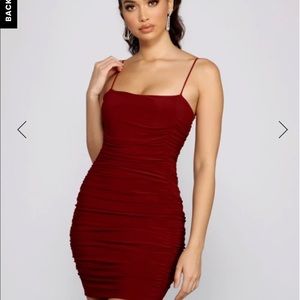 Burgundy bodycon mini dress